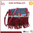 Bolso de cuero del bolso de las mujeres del cuero de la borla del grabado de Alibaba China